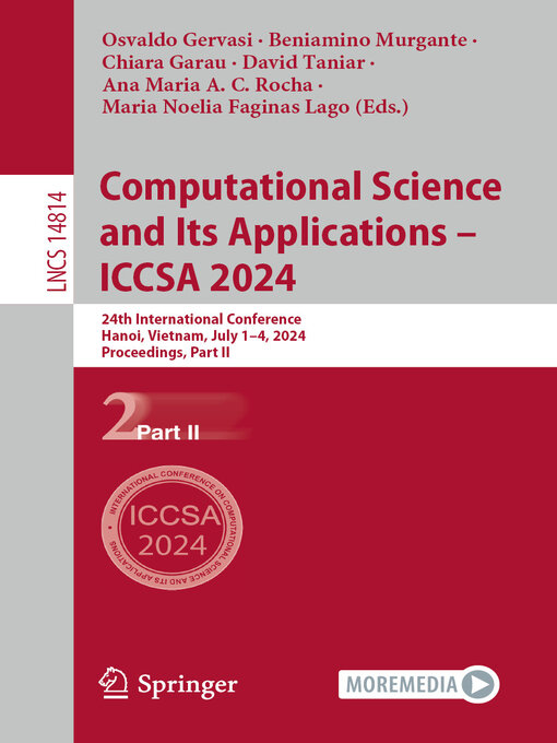 Title details for Computational Science and Its Applications – ICCSA 2024 by Osvaldo Gervasi - Available